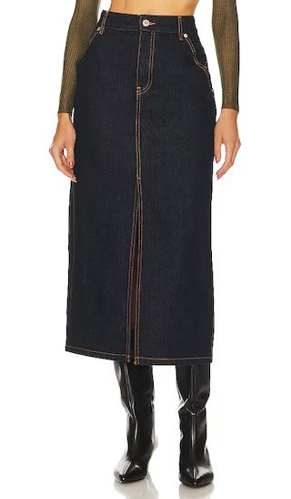 Slit Midi Skirt in Indigo Rinse | Revolve Clothing (Global)