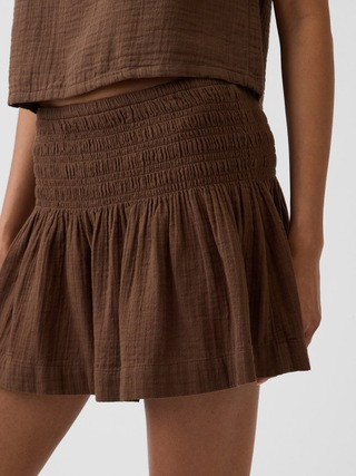 Cotton Gauze Denim Smocked Waist Mini Skort | Gap (US)