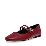 Steve Madden Women's Alisah Mary Jane Flat, Red Leather, 9.5 | Amazon (US)
