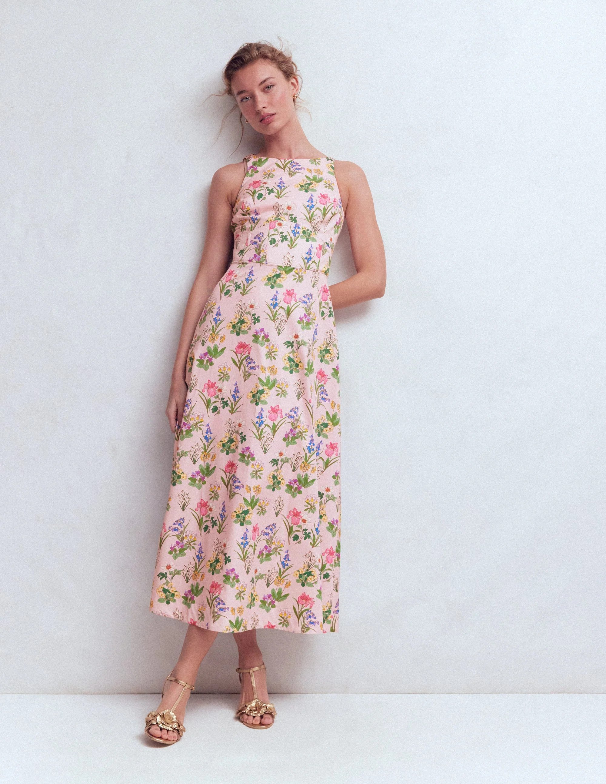 Silvia Boned Bodice Maxi Dress-Pink Delicate Blossom | Boden UK