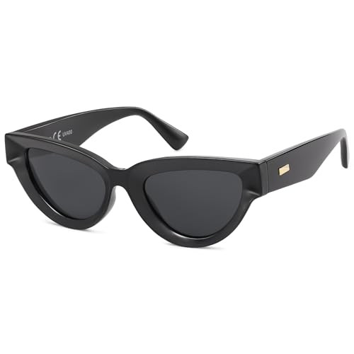 SOJOS Retro Polarized Cat Eye Sunglasses Womens Vintage Shades Trendy Stylish Sunnies SJ2331 with Black/Grey Lens | Amazon (US)