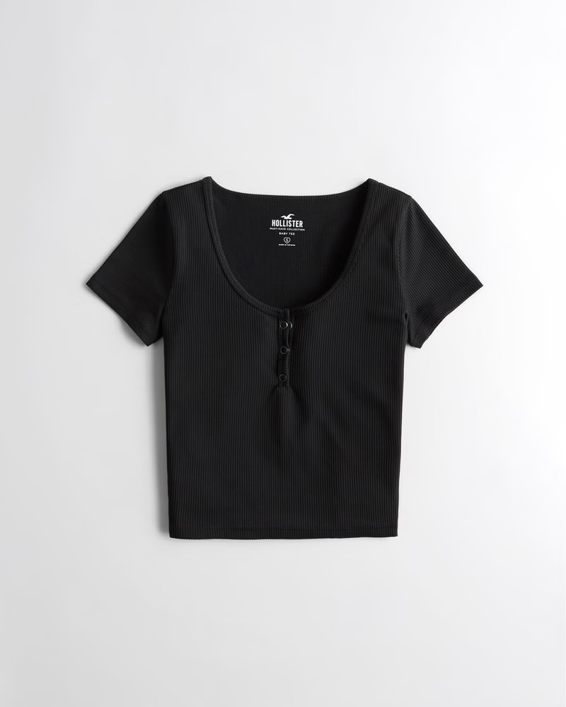 Girls Ribbed Seamless Fabric Henley T-Shirt | Girls Tops | HollisterCo.com | Hollister (US)