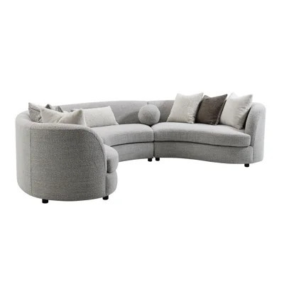 Gray Boucle Curved Sectional Sofa | Wayfair North America