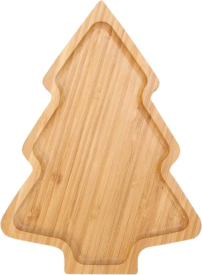 LUOZZY Christmas Dishes Christmas Tree Shaped Candy Dish Sushi Serving Tray Wooden Tree Snack App... | Amazon (US)