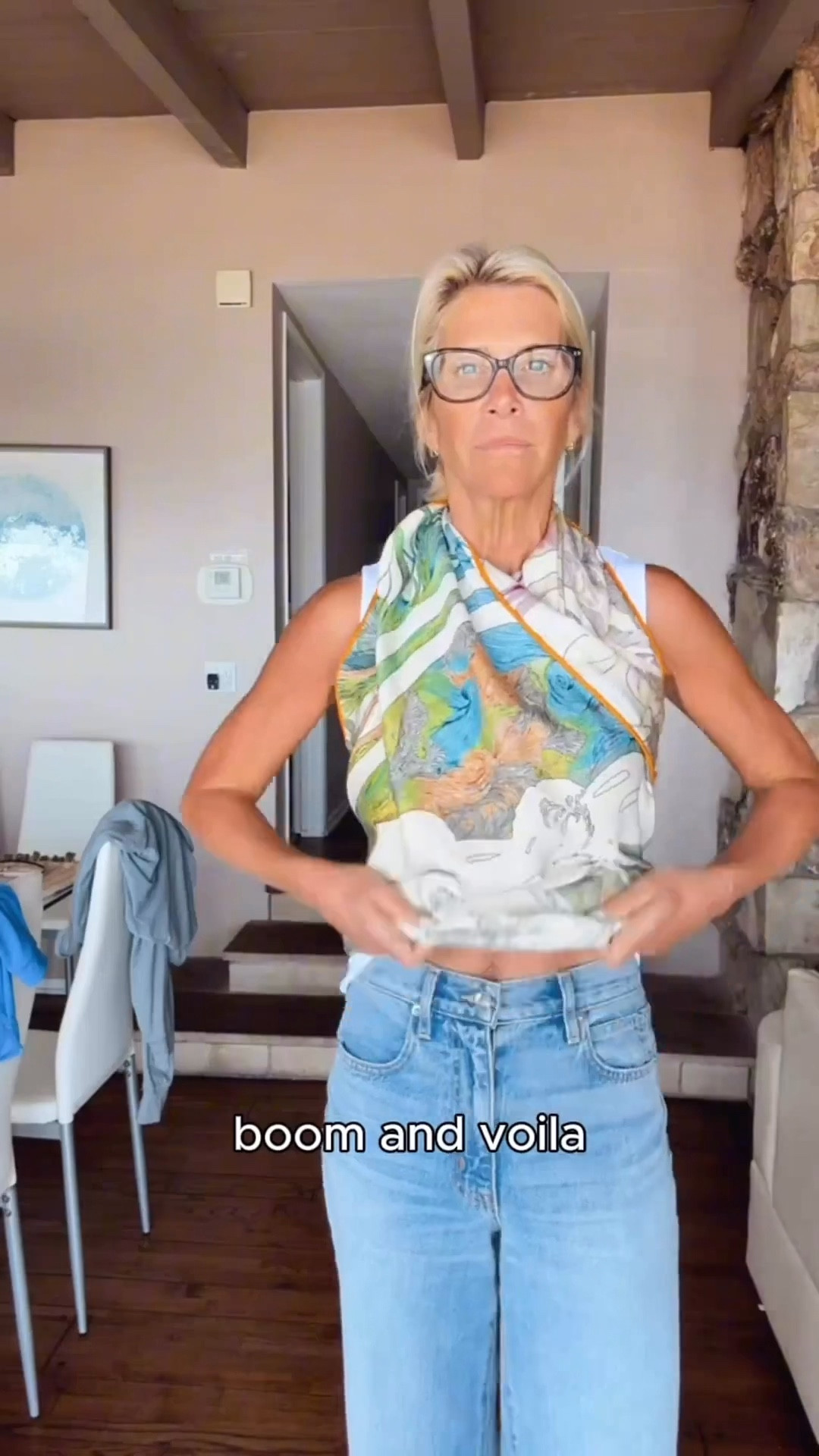 How to style a silk scarf as a shirt outfit.

#LTKootd #LTKOver40