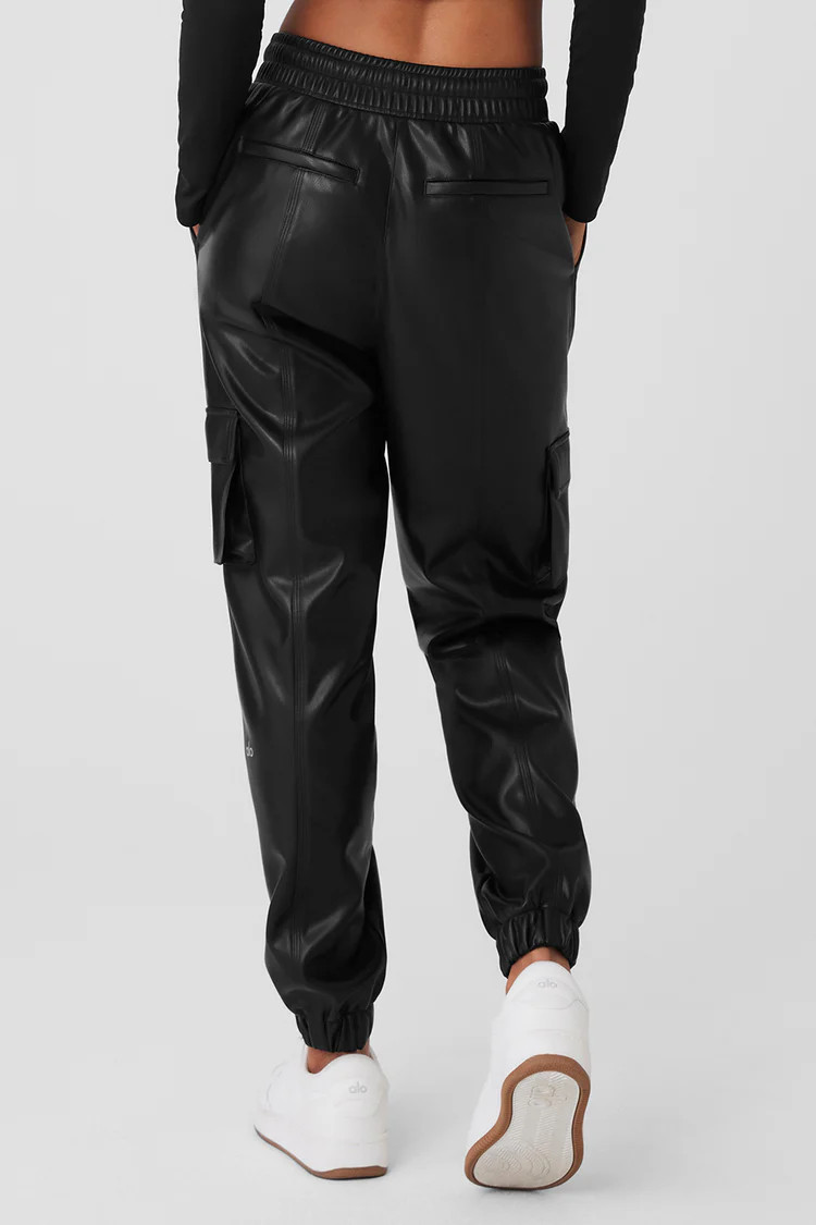 Faux Leather Power Hour Jogger - Black | Alo Yoga