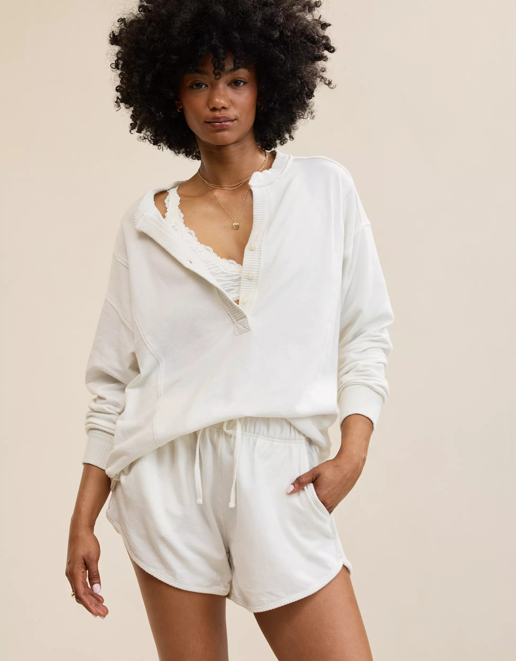 Aerie Poolside Terry Henley Sweatshirt | Aerie