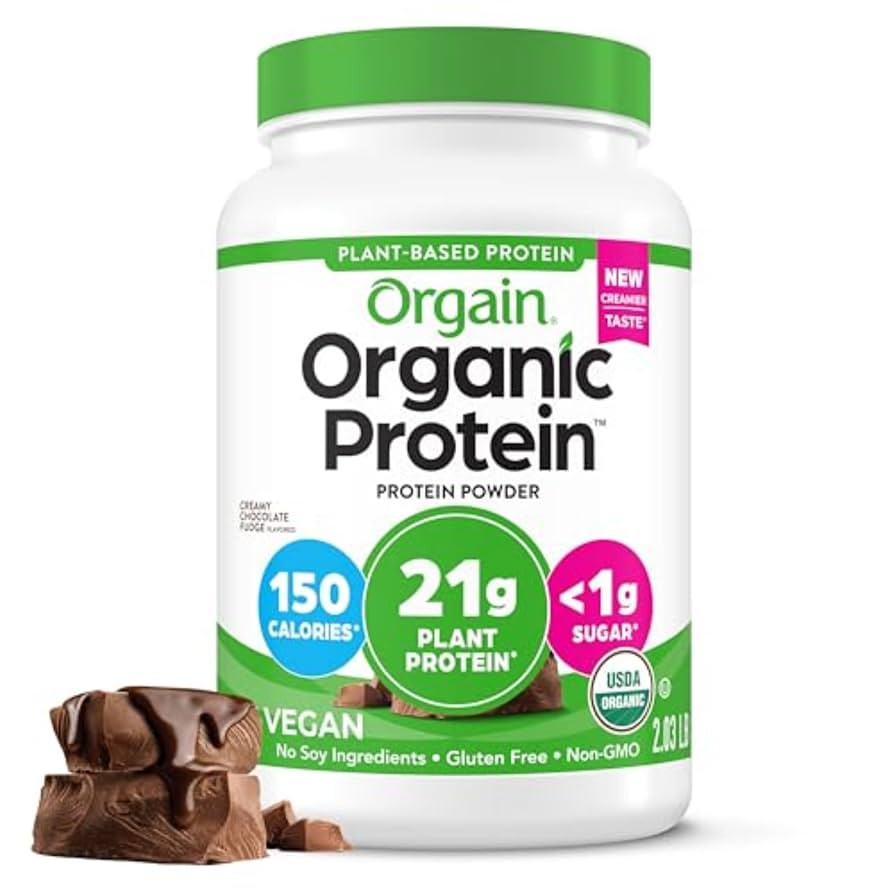 Orgain Organic Vegan Protein Powder, Creamy Chocolate Fudge - 21g Plant Protein, 6g Prebiotic Fib... | Amazon (US)