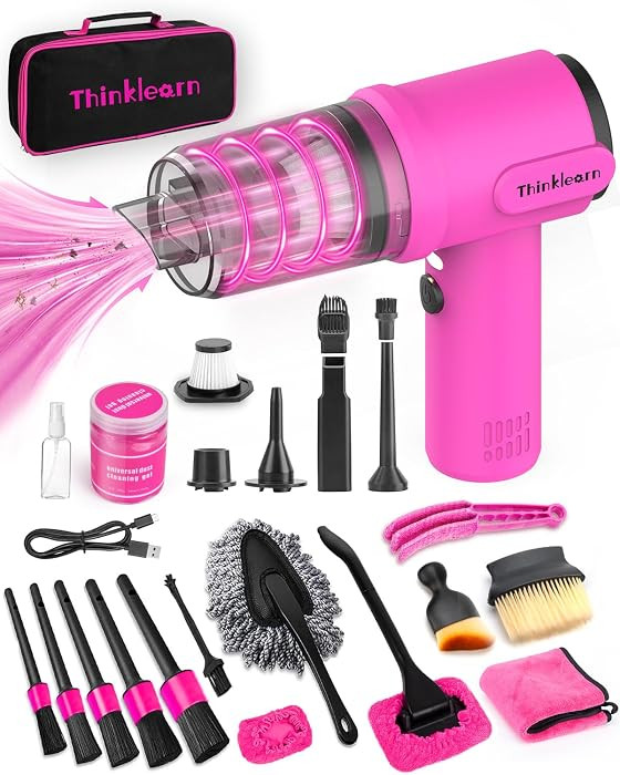 ThinkLearn 27pcs Car Cleaning Kit, 4-in-1 12000Pa Cordless Mini Handheld Vacuum Cleaner & Air Dus... | Amazon (US)