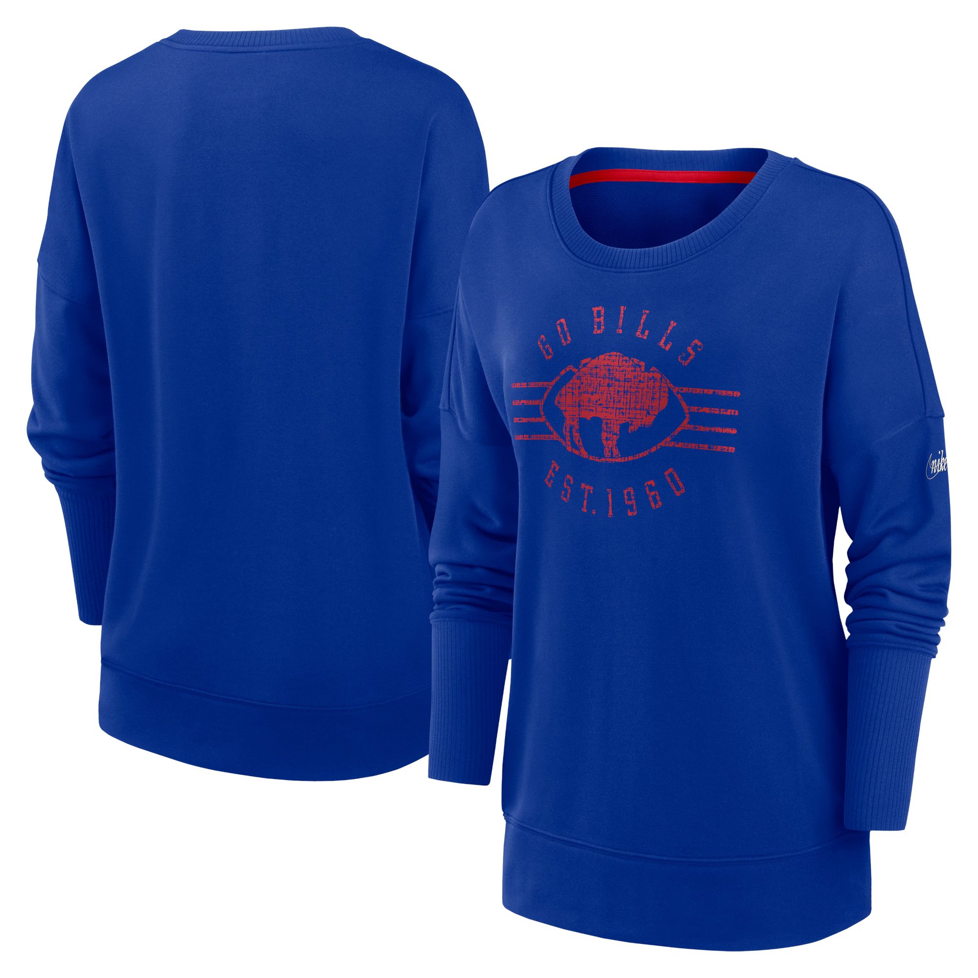 Women's Buffalo Bills Nike Royal Rewind Playback Icon Performance Pullover Sweatshirt | NFL Shop