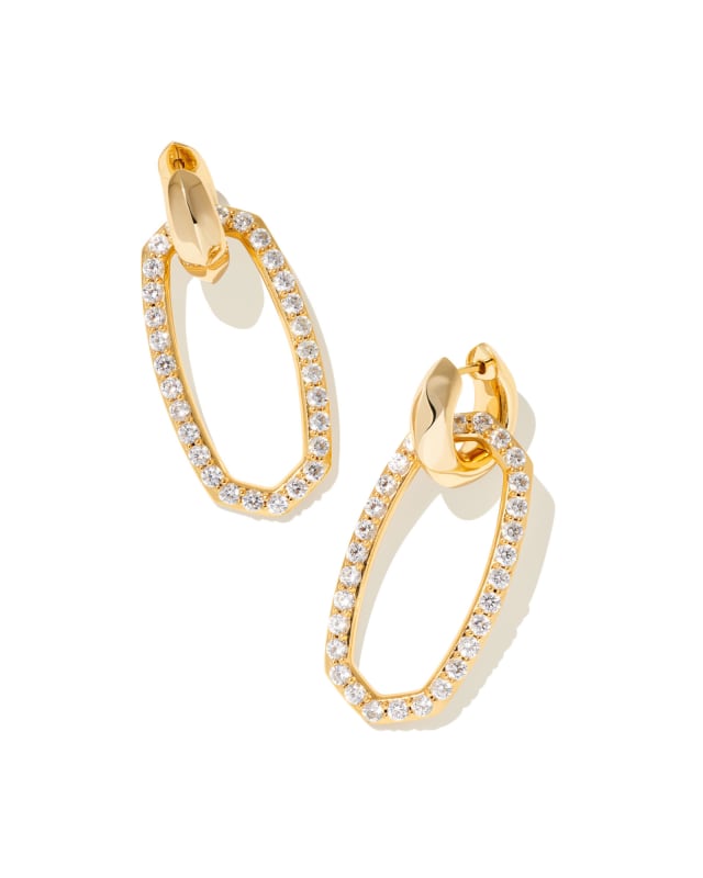 Danielle Gold Convertible Link Earrings in White Crystal | Kendra Scott