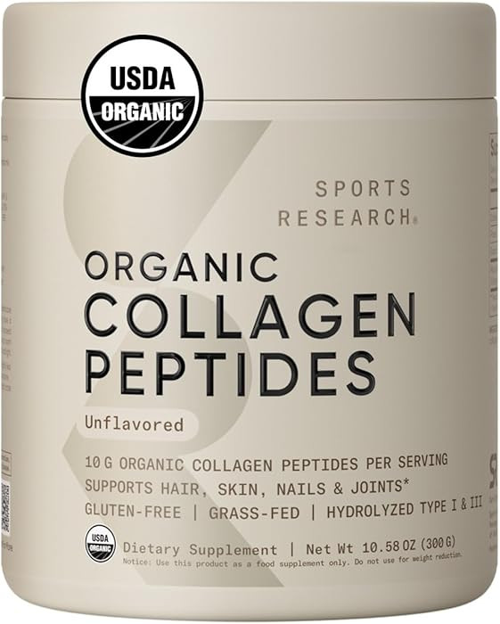 Sports Research® Organic Collagen Peptides - Hydrolyzed Type I & III Collagen Protein Powder Mad... | Amazon (US)