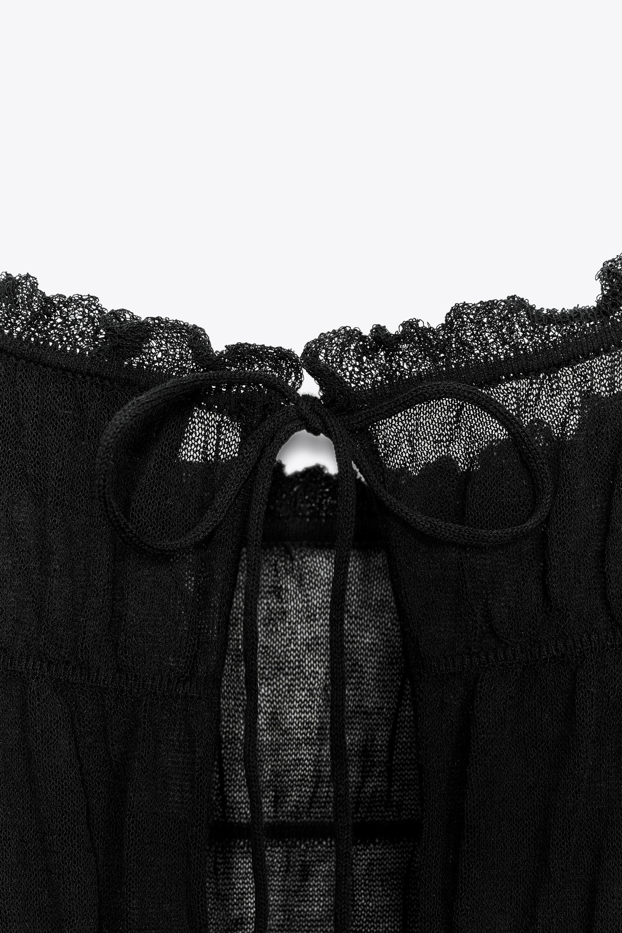 SEMI-SHEER GATHERED KNIT TOP | Zara UK