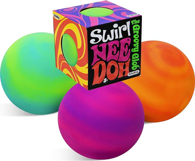 Nee-Doh Schylling Swirl Groovy Glob! Squishy, Squeezy, Stretchy Stress Balls Neon Yellow/Green, O... | Amazon (US)