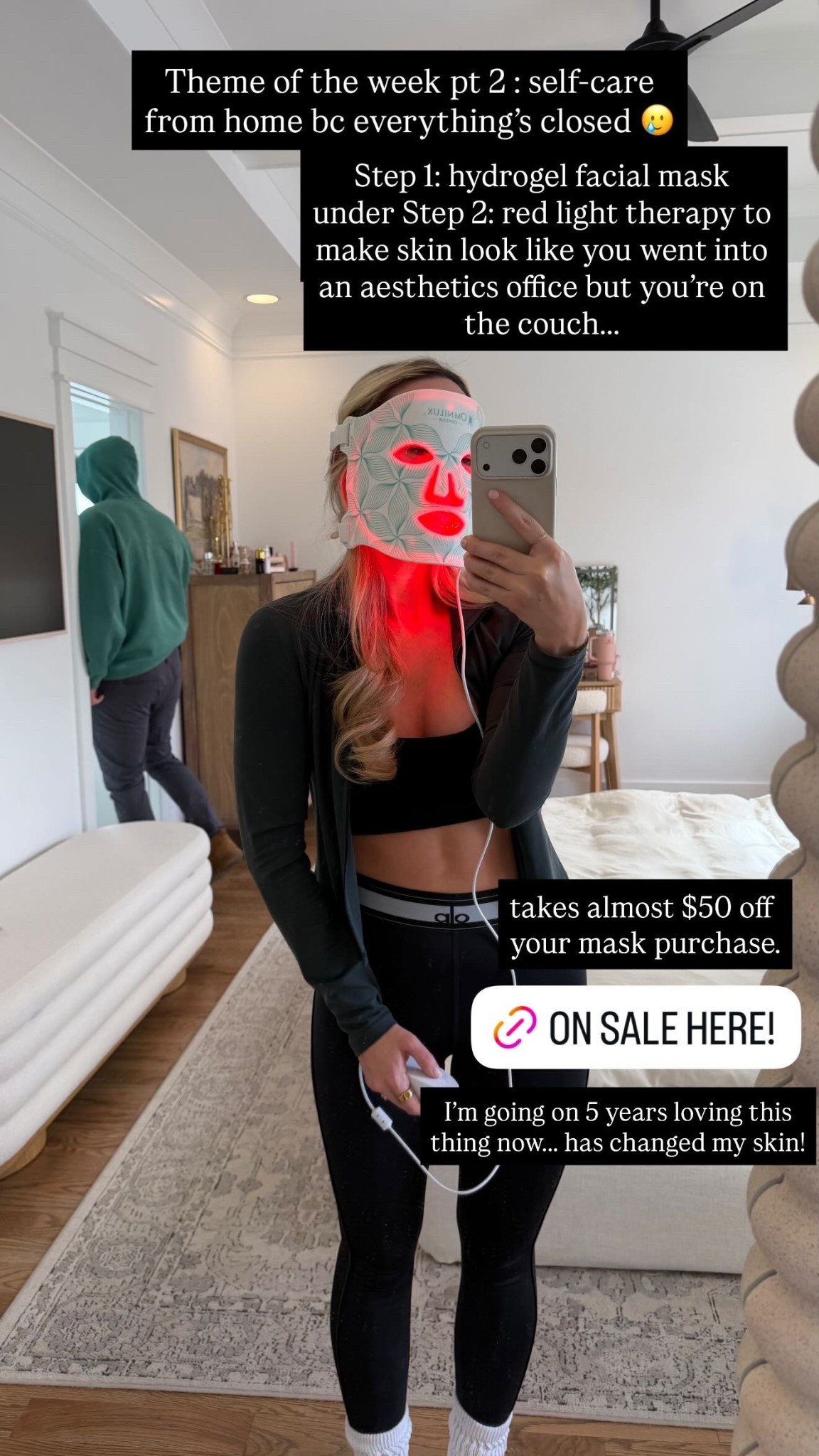 Step 1: hydrogel facial mask 
under Step 2: red light therapy to
make skin look like you went into an aesthetics office but you’re on the couch!

TAYLORLOVE takes almost $50 off
your mask purchase. I’m going on 5 years loving this thing now……… has changed my skin! @omniluxled

#LTKBeauty #LTKgrwm #LTKSeasonal