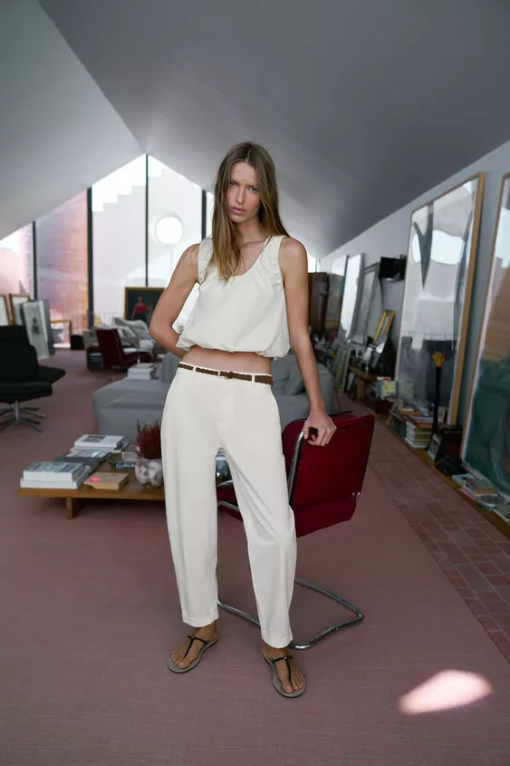 POPLIN BALLOON TOP SET | Zara US