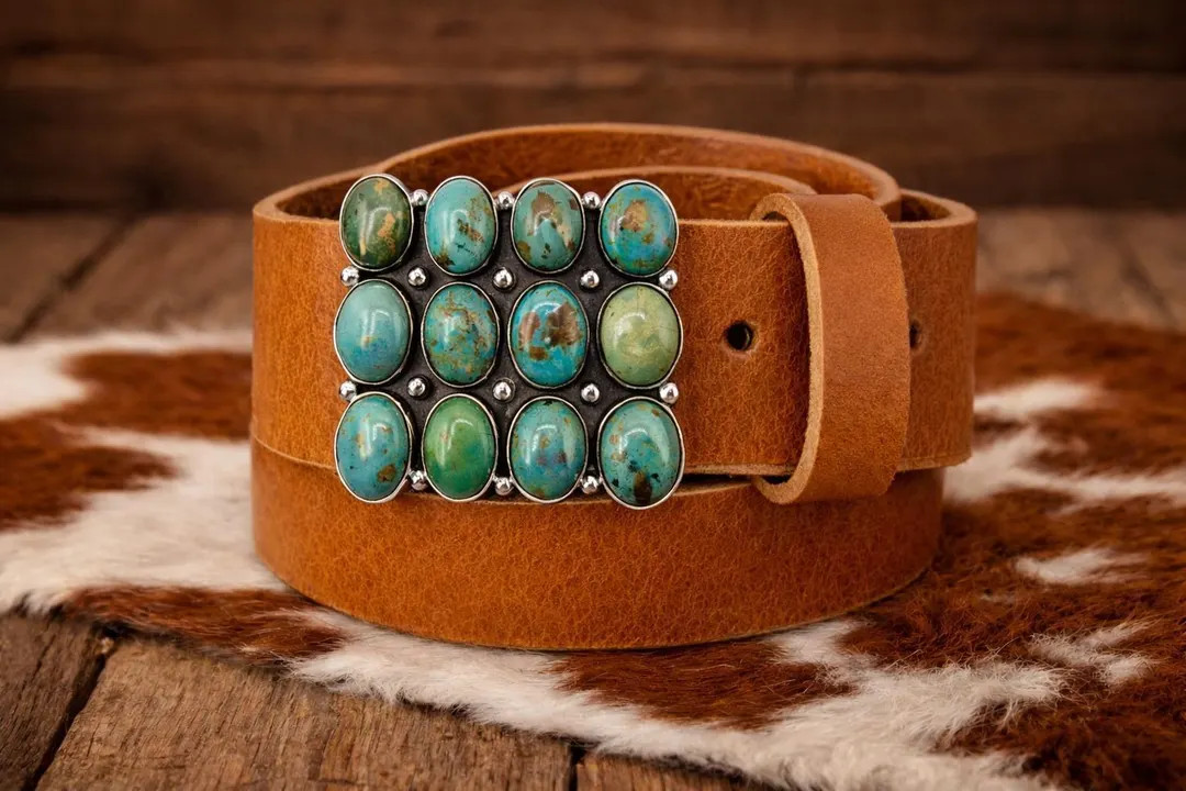 Sterling Silver Turquoise Belt Buckle, Handmade Leather Western Accessory | Etsy (Global)