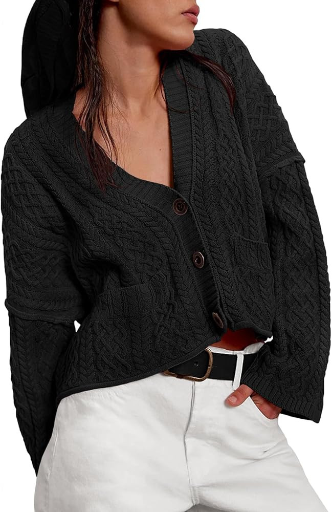 Yousify Womens Cable Knit Cardigans Fall Oversized Long Sleeve Button Open Front Casual Sweater C... | Amazon (US)