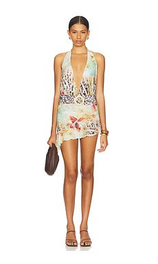 Jaded London Leopard Halter Mini Dress in Multi from Revolve.com | Revolve Clothing (Global)