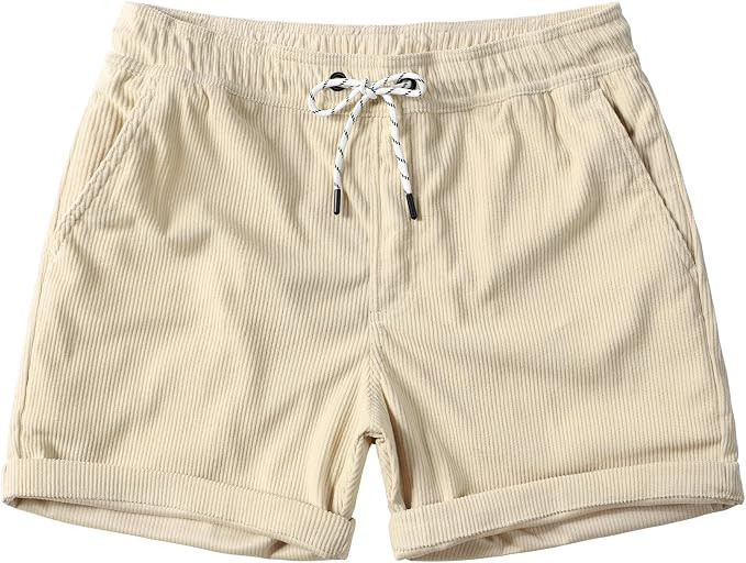 JOTOOK Men's Casual Drawstring Corduroy Shorts Elastic Waist Summer Shorts with Pocket | Amazon (US)