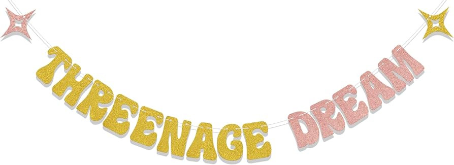 Threenage Dream Banner,Threenager Birthday Decorations,3rd Birthday Party Decor,Little Miss Three... | Amazon (US)