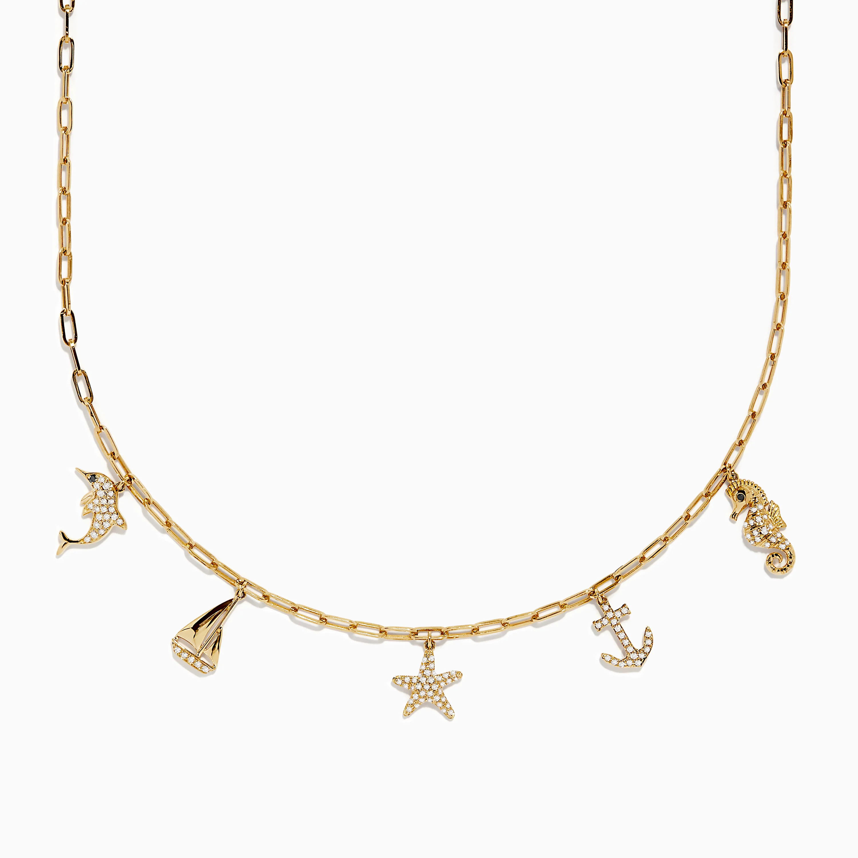 Seaside 14K Yellow Gold Diamond Charm Necklace | Effy Jewelry