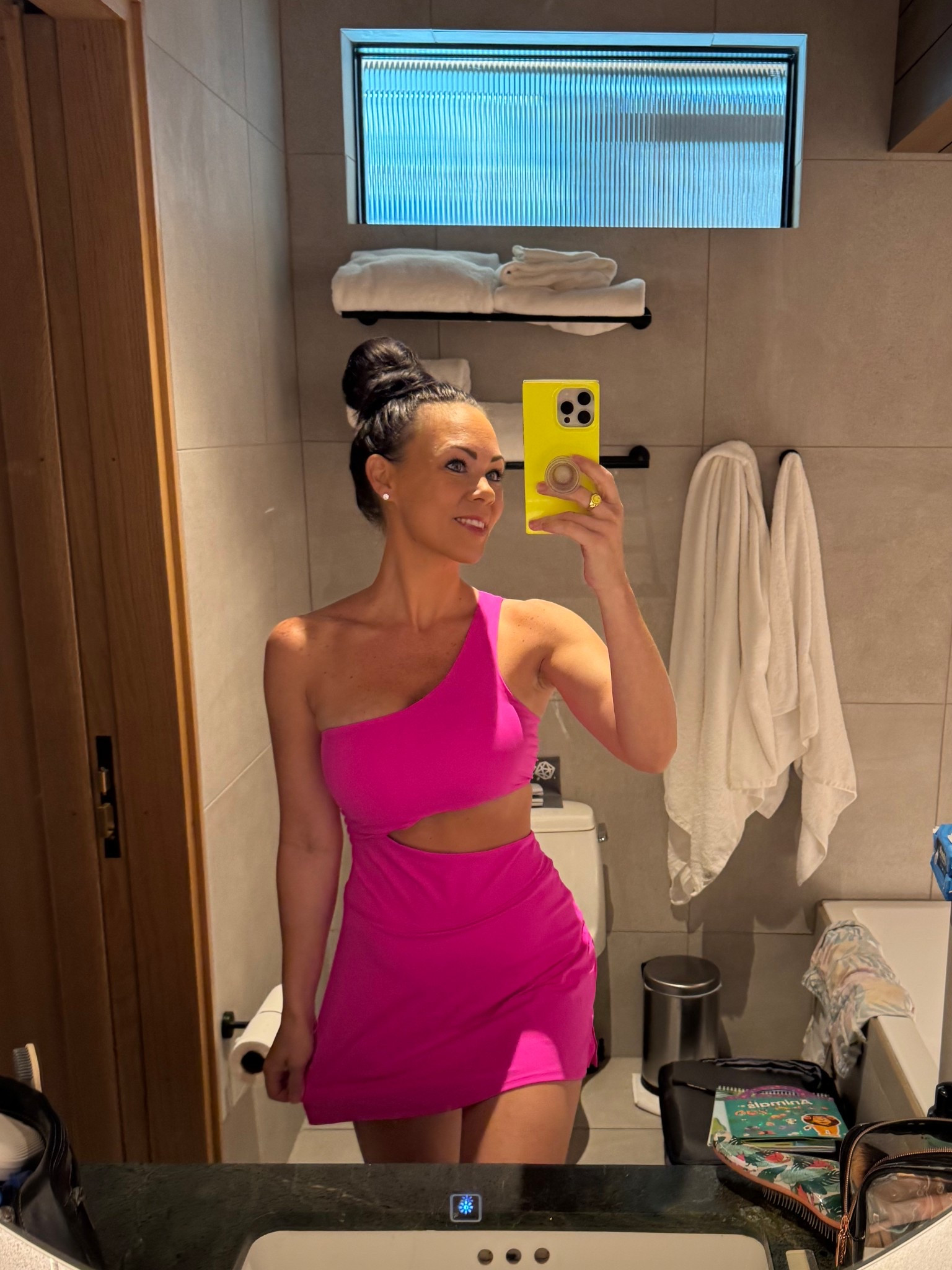 The cutest travel sport dress! Built in shorts- pockets on each side- super stretchy! I ordered an XS ( 5’1 -120pounds) 