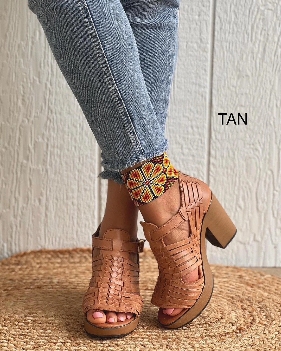 Huarache Sandal - Mexican Style Boho Hippie All Sizes- 5-10 High Heel Leather Shoe Luisa’s Rain... | Etsy (US)