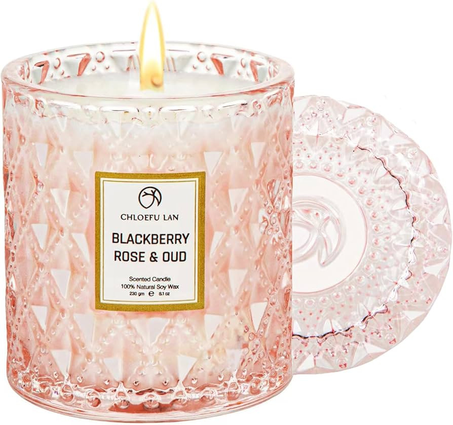 Chloefu LAN Rose Scented Candle, Oud Candles Gifts for Women, Pink Candles for Home Scented, 55 H... | Amazon (US)
