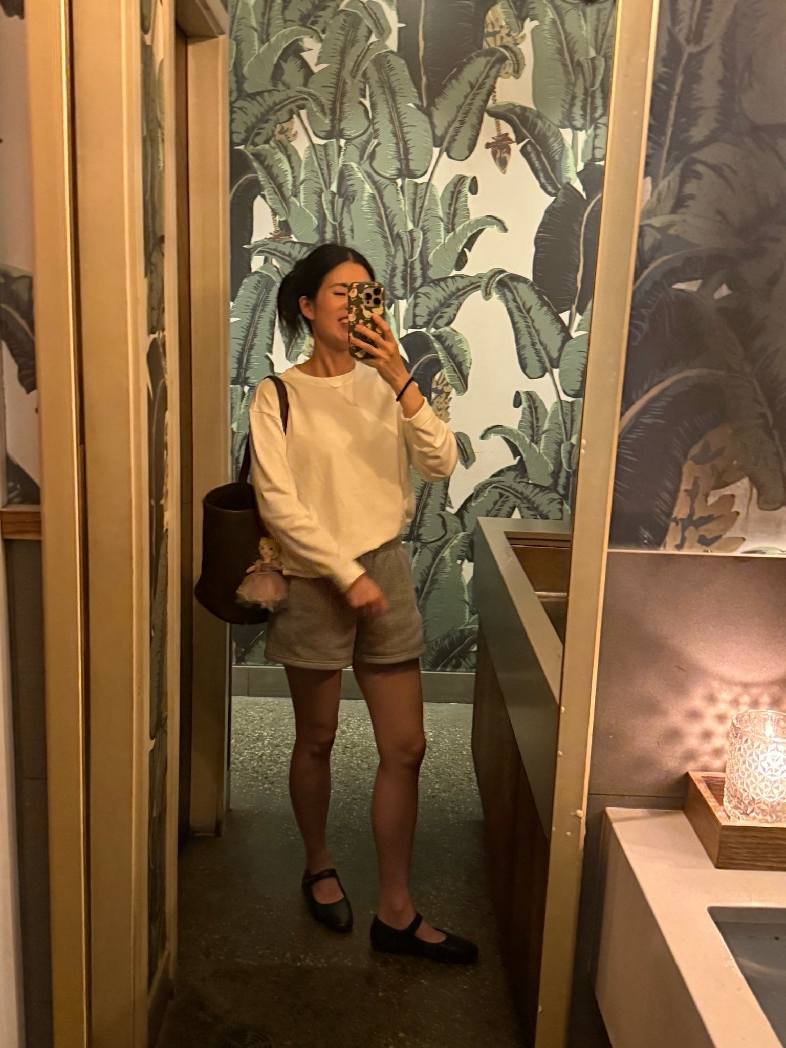 Aritzia Steps tee, the “Hailey Bieber” white long sleeve tee look. Runs large. Sized down one size. 
Shorts: old. Linked ones that are still available 
The Horse tote

#LTKcanada #LTKfall #LTKpetite