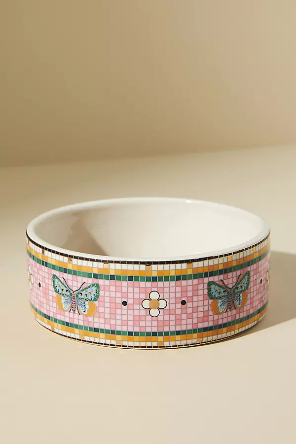 Small Bistro Garden Tile Pet Bowl | Anthropologie (US)