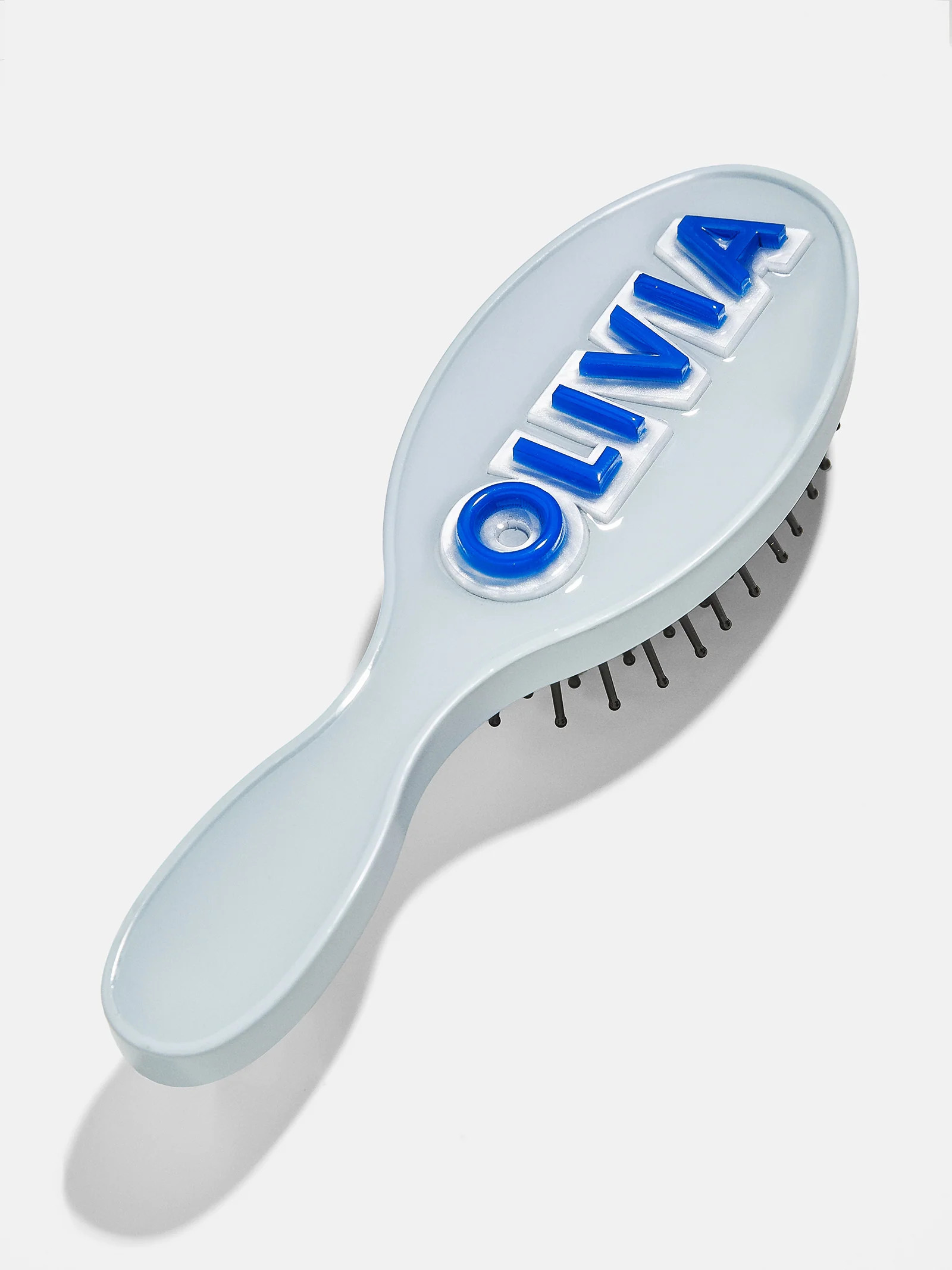 Mini Block Font Custom Hair Brush - Pale Blue/Cobalt Blue | BaubleBar