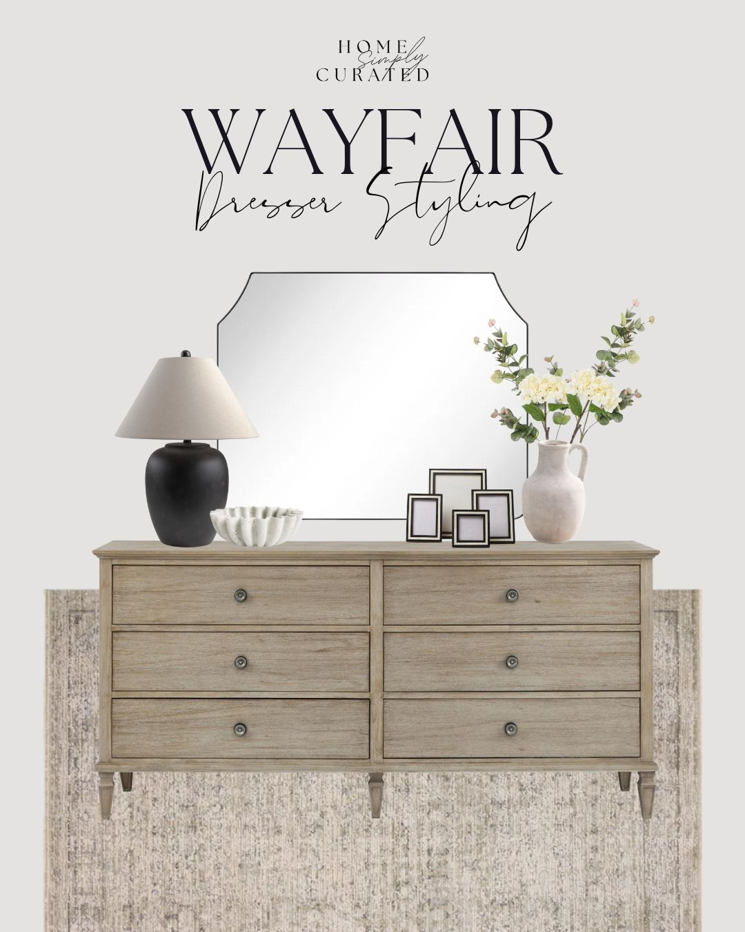 The perfect bedroom dresser to help your space look elevated! Shop this dresser and the decor items above!


Wayfair dresser, dresser styling, mirror, table lamp, ceramic vase, faux stems, faux flowers, Wayfair, home finds, home furniture, picture frames, scalloped bowl 

 #LTKHome
