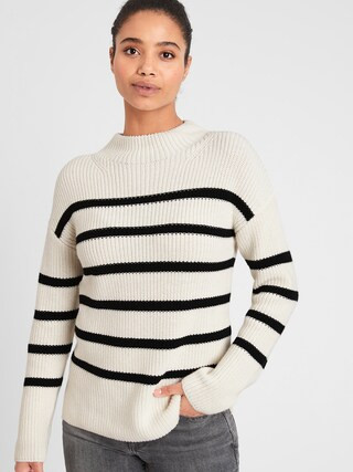 Textured Striped Mock-Neck Sweater | Banana Republic Factory