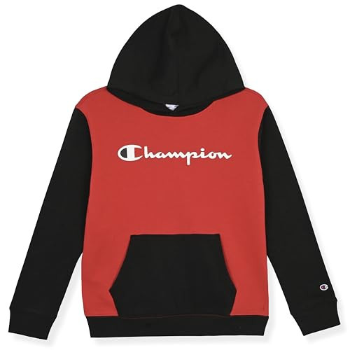 Champion Boys Fleece Hoodie Color Block Hooded Sweatshirt with Kangaroo Pockets and Ribbed Cuffs | Amazon (US)