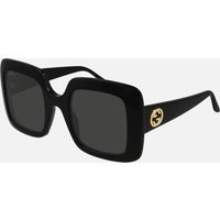 Gucci Women's GG Square Frame Acetate Sunglasses - Black/Black/Grey | Coggles (Global)