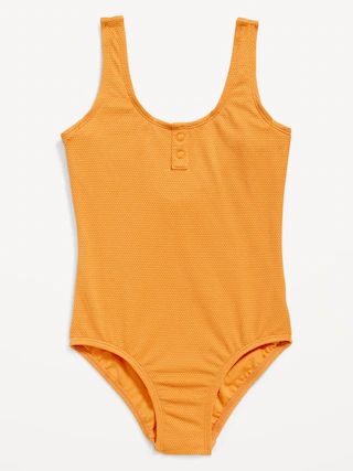 One-Piece Henley Swimsuit for Girls | Old Navy (US)