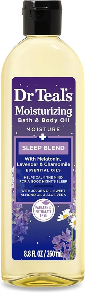 Dr Teal's Moisturizing Bath & Body Oil, Sleep Blend with Melatonin, Lavender & Chamomile Essentia... | Amazon (US)