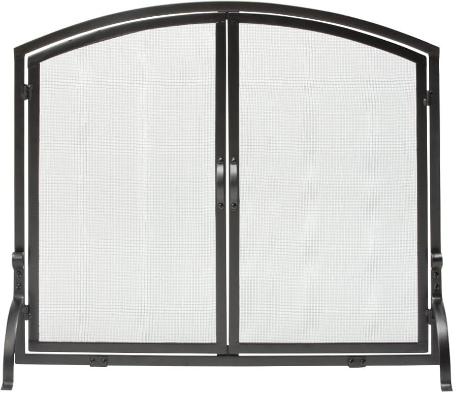 UniFlame, S-1062, Medium Single Panel Black Wrought Iron Fireplace Screen with Doors | Amazon (US)