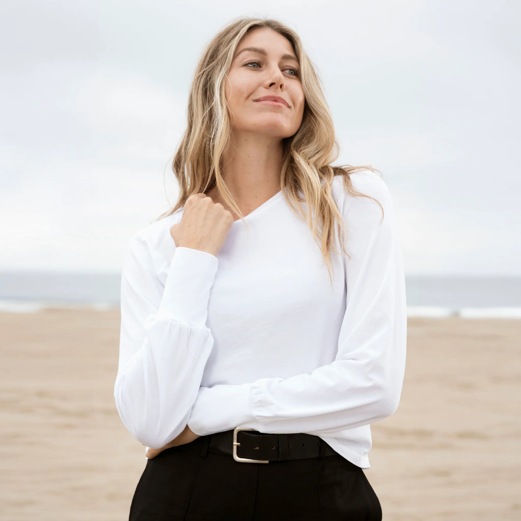 Womens Long Sleeve Tee with Ribbed Cuffs | The Classic T Shirt Company