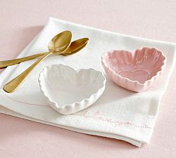 Heirloom Stoneware Scalloped Hearts Dip Bowls - Set of 4 | Pottery Barn (US)