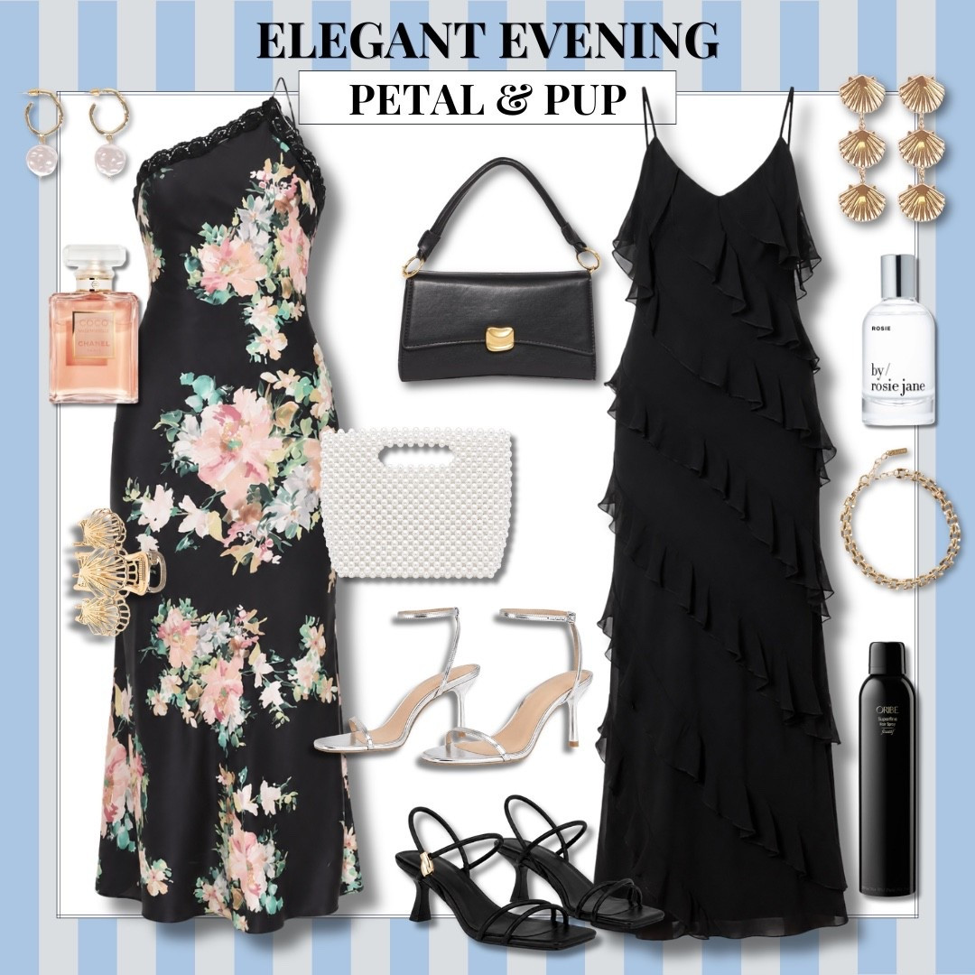 Petal & Pup always gets event dressing right. From the floral satin to the black ruffles, these dresses have enough detail to make an evening look feel special, plus I pulled the shoes, bags, jewelry and beauty pieces I’d pair with each.

event dresses, Petal & Pup, wedding guest dress, evening outfit, floral maxi dress, black maxi dress, special occasion style, event accessories, evening bag, dressy sandals, AudrieDollins

#LTKootd #LTKWedding #LTKSeasonal
