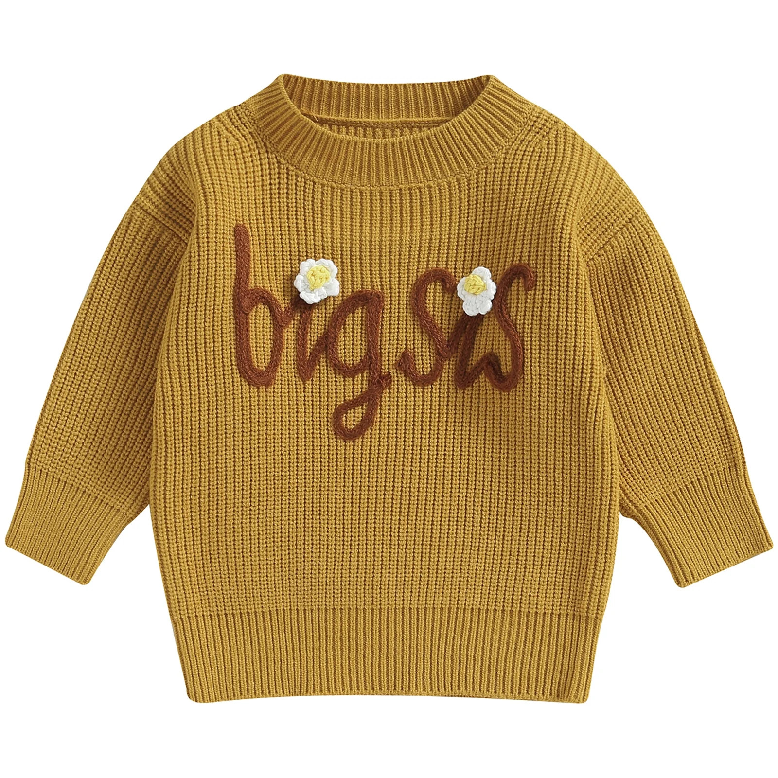 Xkwyshop Kids Baby Girls Autumn Sweater Flower Letter Embroidery Long Sleeve Knitwear Pullover To... | Walmart (US)