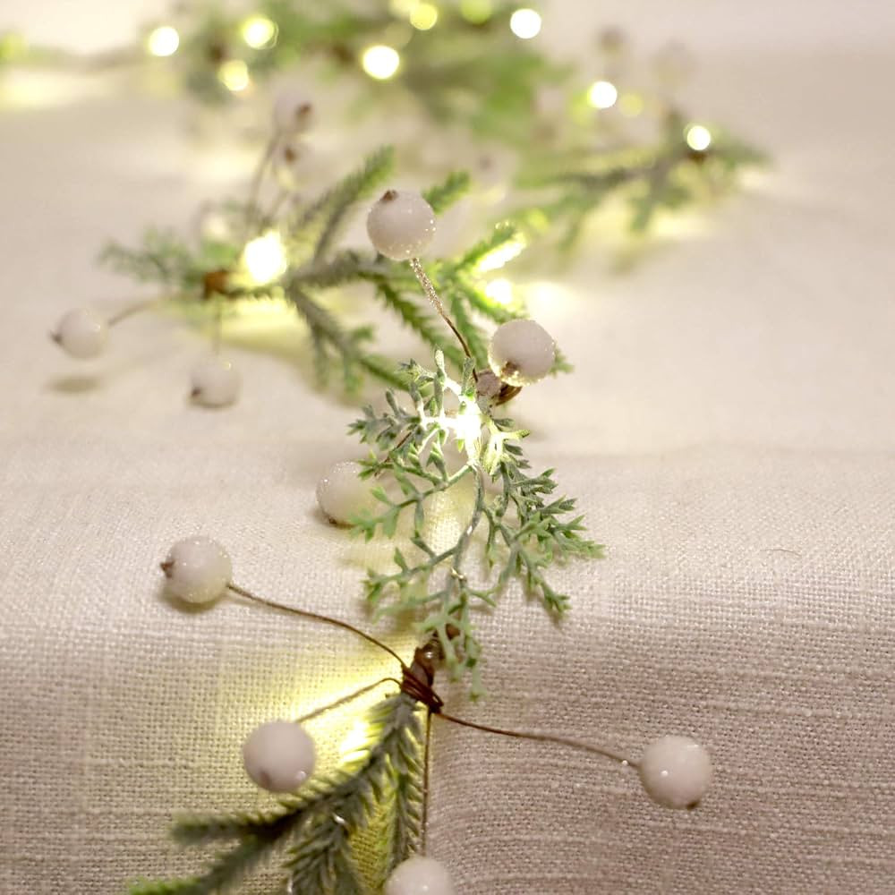 MIYA LIFE USB Pine Branches 25LEDs 6.5FT String Lights USB & Batteries Power Twined with White Be... | Amazon (US)