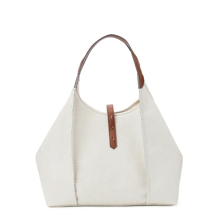 Time and Tru Women's Avery Tote Handbag, Beige | Walmart (US)