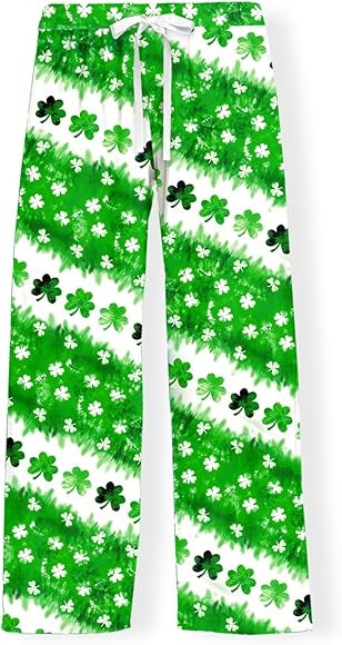 Remimi Girl's St Patrick' s Pants Drawstring Cute Loose Bottom Shamrock Trousers 5-14 Years | Amazon (US)
