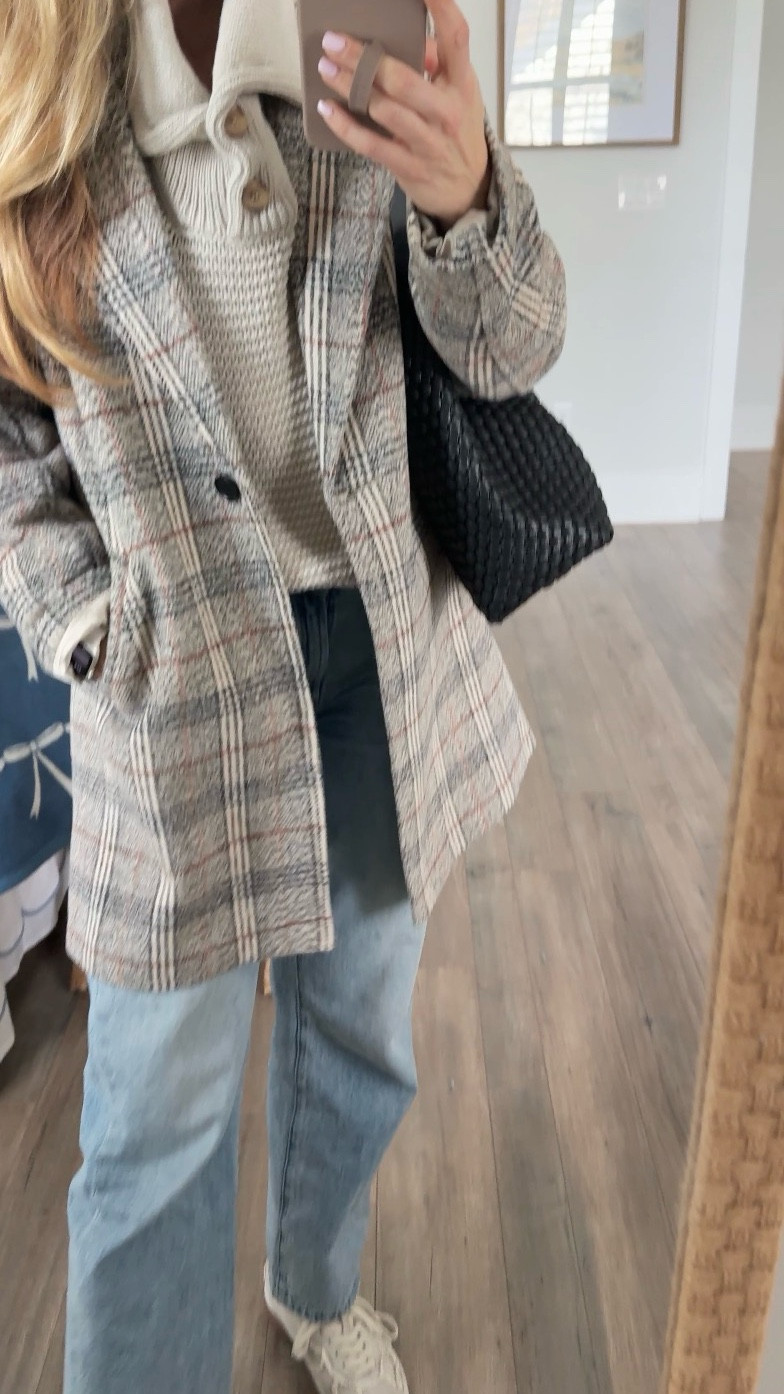 Sweater and blazer coat with jeans and sneakers. Casual yet put together. 

#LTKOver40 #LTKootd #LTKSeasonal