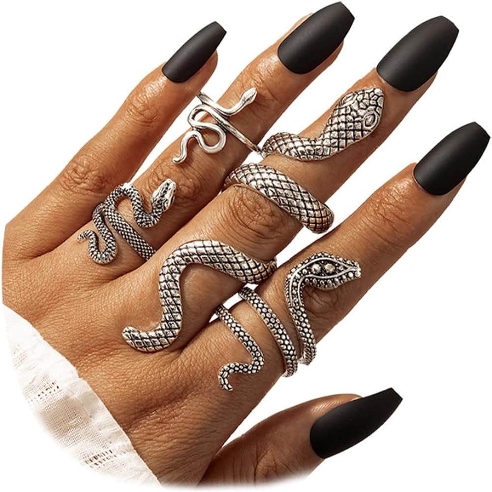 Harry and Henry 4 Pcs Snake Knuckle Ring for women Vintage Stackable Snake Rings Gothic Adjustabl... | Amazon (US)