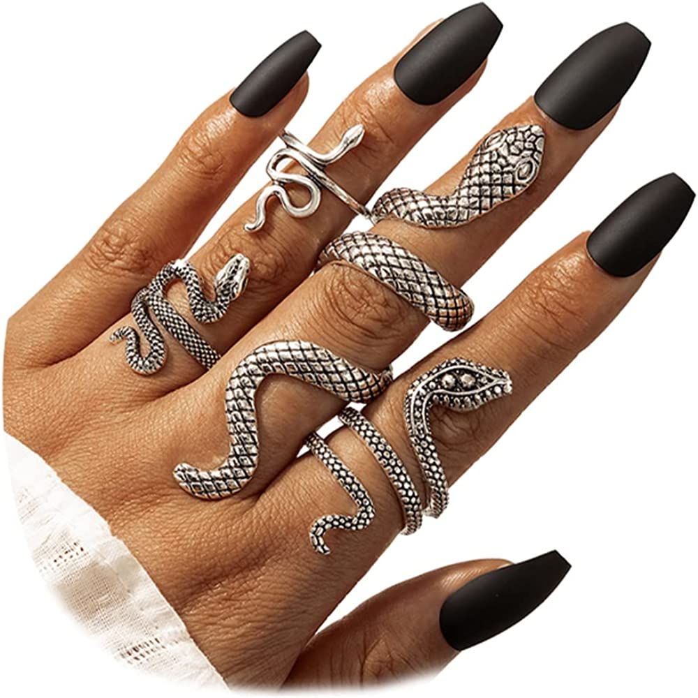 Harry and Henry 4 Pcs Snake Knuckle Ring for women Vintage Stackable Snake Rings Gothic Adjustabl... | Amazon (US)