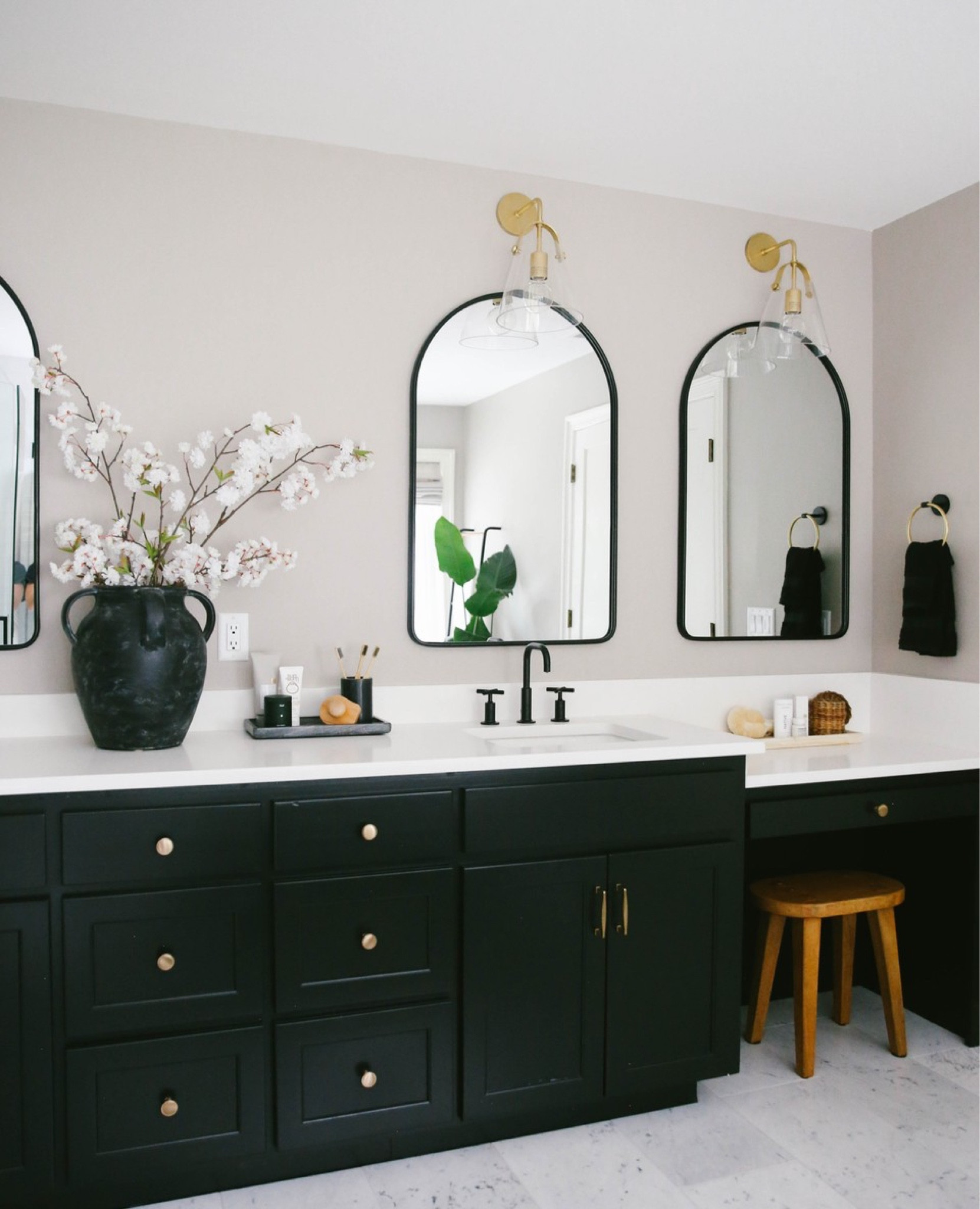 Black white and black bathrooms are timeless and can be transformed and updated with colorful accessories throughout the seasons.

#LTKhome